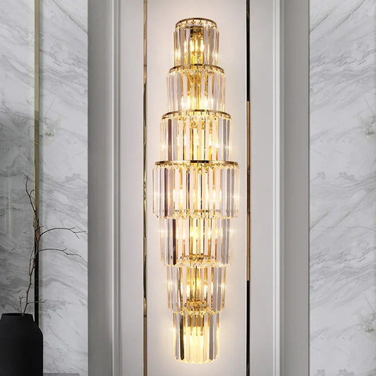 Lámpara de pared de cristal grande para vestíbulo de Hotel de lujo para Club, salón, Villa, sala de estar, oficina, banquete, accesorios de iluminación interior