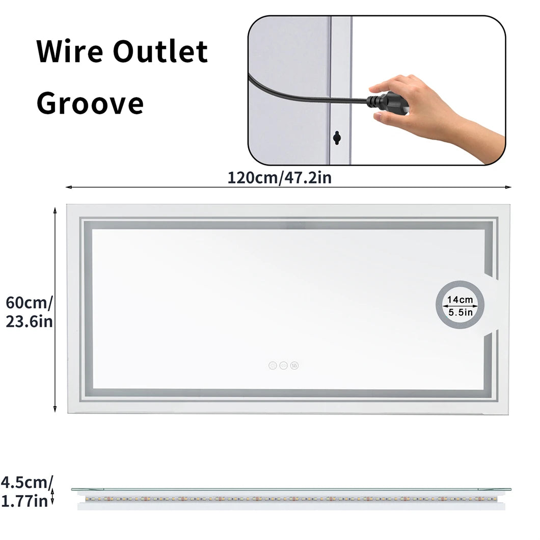Large Bathroom Mirror LED Magnifying Wall Vanity Mirror with Demisting, Smart Touch Backlit & Front,  Memory Light Dimmable