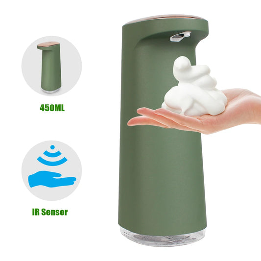 Dispensador de jabón líquido de espuma de 450ML, manos libres, recargable por USB, portátil, sin contacto, espuma automática para baño y cocina