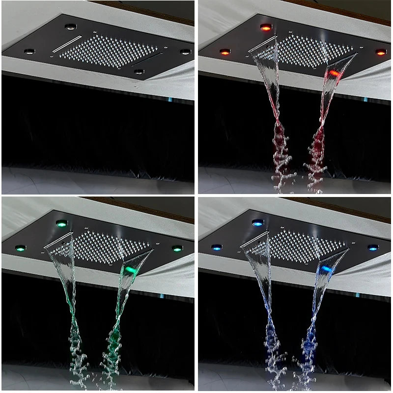 LED Embedded Ceiling Shower Set Intelligent Remote Control Bathroom Shower Faucet Digital Display Concealed Tap with Handshower