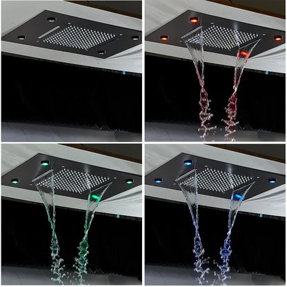 LED Embedded Ceiling Shower Set Intelligent Remote Control Bathroom Shower Faucet Digital Display Concealed Tap with Handshower