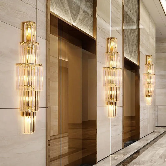 Lámpara de pared de cristal grande para vestíbulo de Hotel de lujo para Club, salón, Villa, sala de estar, oficina, banquete, accesorios de iluminación interior