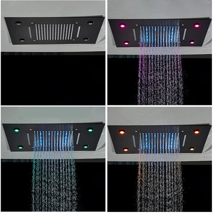 LED Embedded Ceiling Shower Set Intelligent Remote Control Bathroom Shower Faucet Digital Display Concealed Tap with Handshower