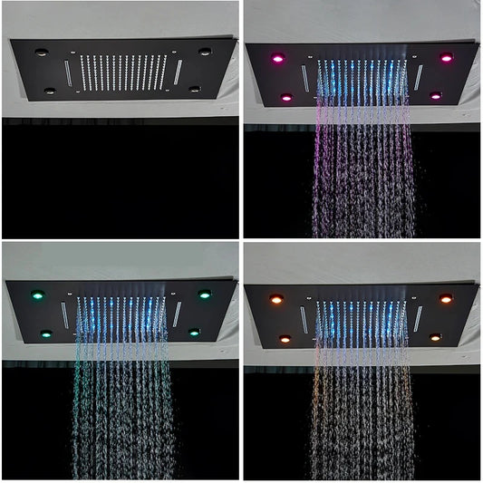 LED Embedded Ceiling Shower Set Intelligent Remote Control Bathroom Shower Faucet Digital Display Concealed Tap with Handshower